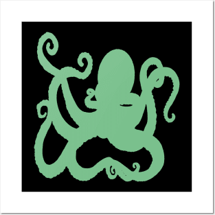 Green kraken octopus design Posters and Art